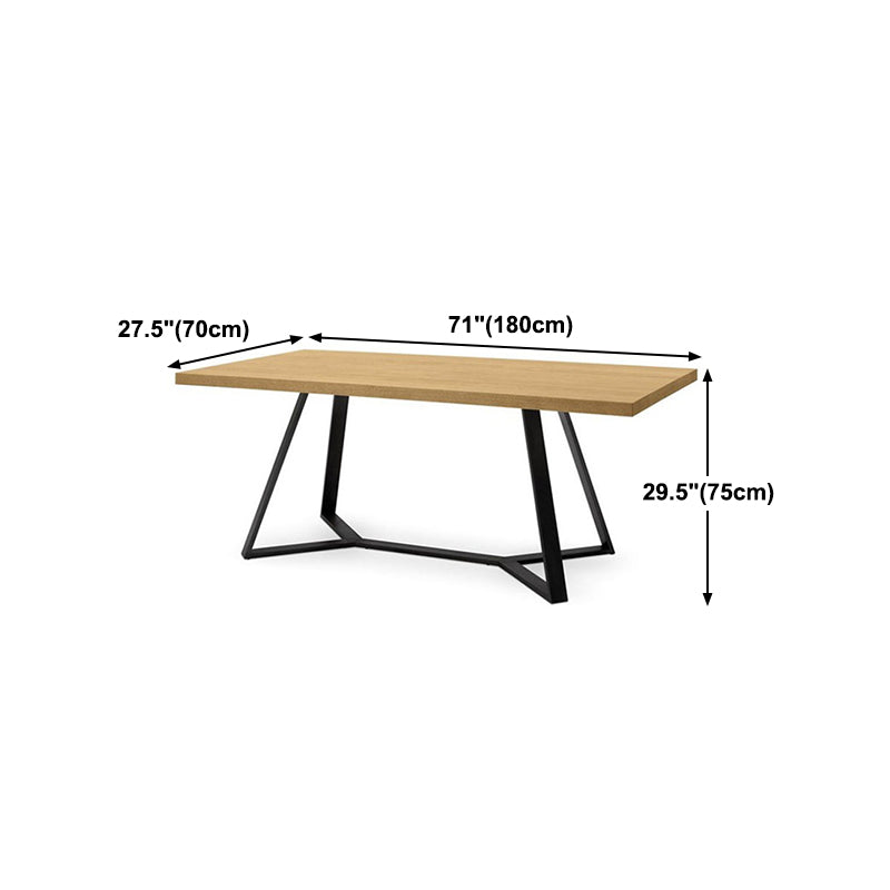 Rectangle Industrial Dining Table Trestle Base Fixed Table with Solid Wood Clearhalo 'Dining Tables & Seating' 'Dining Tables' 'dining_table' 'furn' 'furn_dining_table' 'Furniture' 'furniture_dining_table' 'Kitchen & Dining Furniture' 'kitchen' 'kitchen_dining_table' 4781038