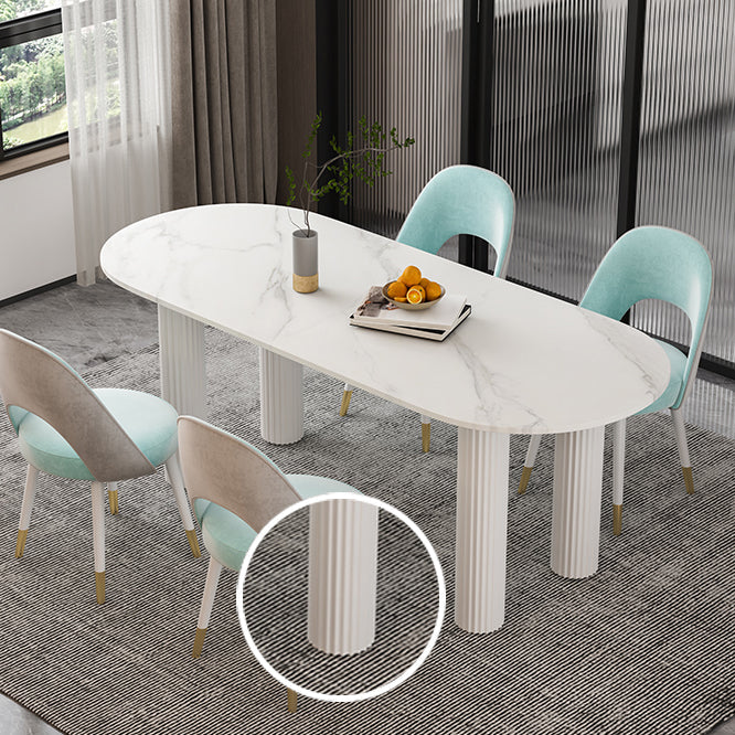 Sintered Stone Dining Table Modern White Top Table with Wooden Base Clearhalo 'Dining Tables & Seating' 'Dining Tables' 'dining_table' 'furn' 'furn_dining_table' 'Furniture' 'furniture_dining_table' 'Kitchen & Dining Furniture' 'kitchen' 'kitchen_dining_table' 4781047