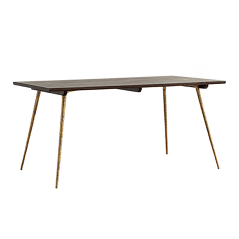 Rectangle Wood Color Dining Table Oak Solid Wood Table Luxury with 4 Legs Gold 70.9"L x 31.5"W x 29.9"H Without Chairs Clearhalo 'Dining Tables & Seating' 'Dining Tables' 'dining_table' 'furn' 'furn_dining_table' 'Furniture' 'furniture_dining_table' 'Kitchen & Dining Furniture' 'kitchen' 'kitchen_dining_table' 4781068