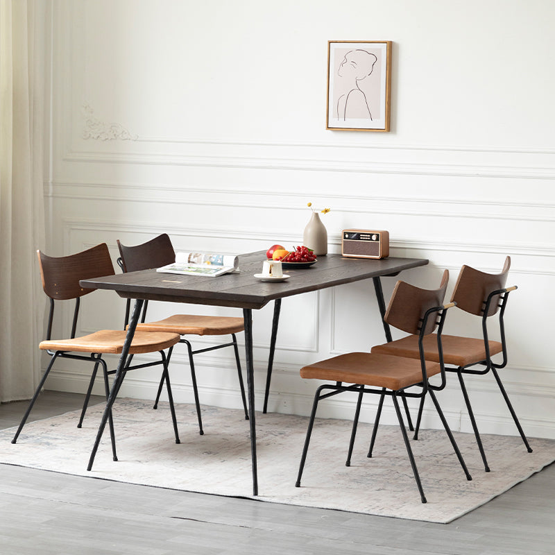 Rectangle Wood Color Dining Table Oak Solid Wood Table Luxury with 4 Legs Black 70.9"L x 31.5"W x 29.9"H Without Chairs Clearhalo 'Dining Tables & Seating' 'Dining Tables' 'dining_table' 'furn' 'furn_dining_table' 'Furniture' 'furniture_dining_table' 'Kitchen & Dining Furniture' 'kitchen' 'kitchen_dining_table' 4781071