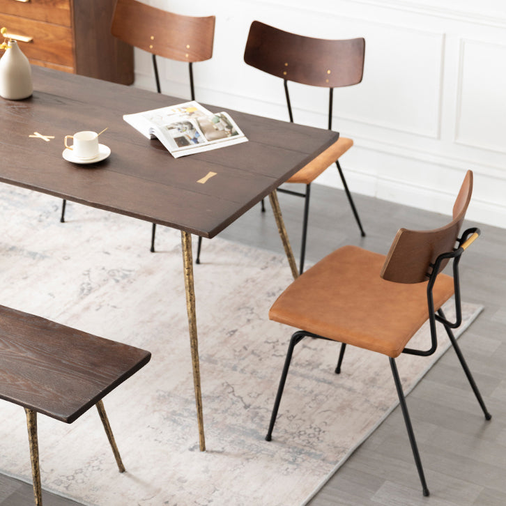 Rectangle Wood Color Dining Table Oak Solid Wood Table Luxury with 4 Legs Clearhalo 'Dining Tables & Seating' 'Dining Tables' 'dining_table' 'furn' 'furn_dining_table' 'Furniture' 'furniture_dining_table' 'Kitchen & Dining Furniture' 'kitchen' 'kitchen_dining_table' 4781075