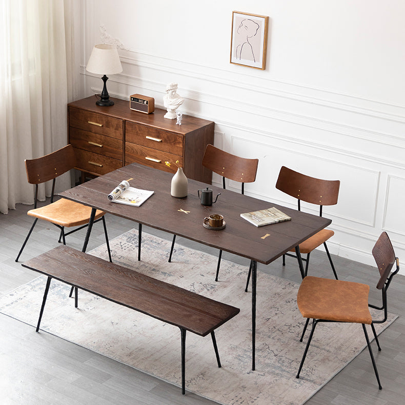 Rectangle Wood Color Dining Table Oak Solid Wood Table Luxury with 4 Legs Clearhalo 'Dining Tables & Seating' 'Dining Tables' 'dining_table' 'furn' 'furn_dining_table' 'Furniture' 'furniture_dining_table' 'Kitchen & Dining Furniture' 'kitchen' 'kitchen_dining_table' 4781077