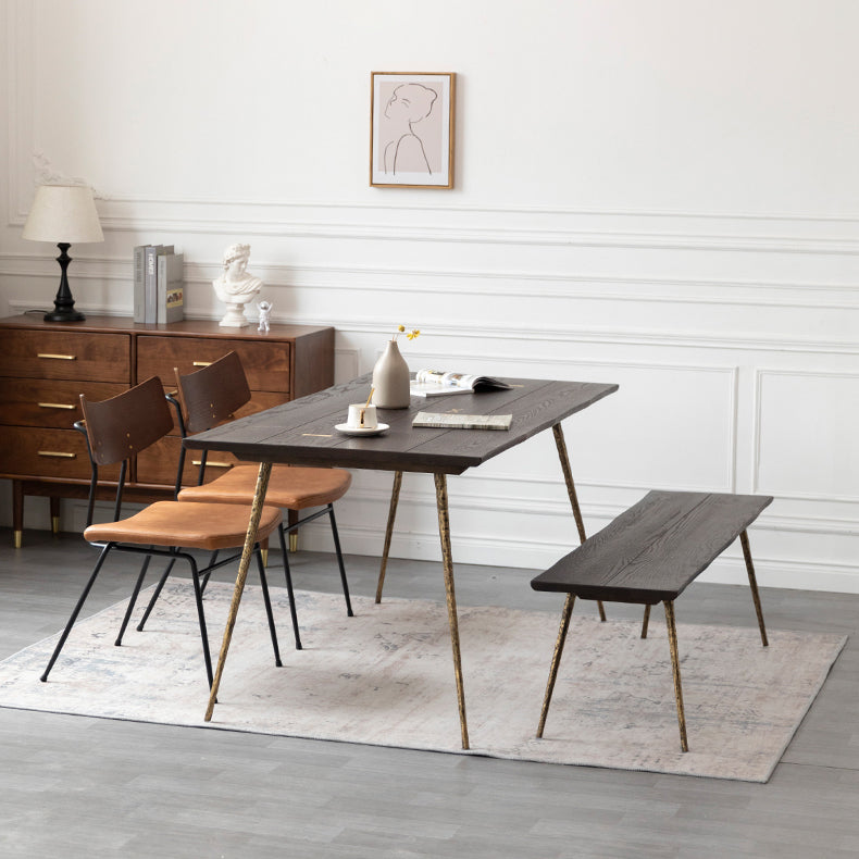 Rectangle Wood Color Dining Table Oak Solid Wood Table Luxury with 4 Legs Clearhalo 'Dining Tables & Seating' 'Dining Tables' 'dining_table' 'furn' 'furn_dining_table' 'Furniture' 'furniture_dining_table' 'Kitchen & Dining Furniture' 'kitchen' 'kitchen_dining_table' 4781078