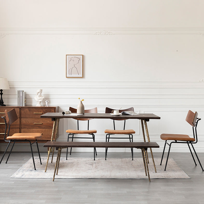 Rectangle Wood Color Dining Table Oak Solid Wood Table Luxury with 4 Legs Clearhalo 'Dining Tables & Seating' 'Dining Tables' 'dining_table' 'furn' 'furn_dining_table' 'Furniture' 'furniture_dining_table' 'Kitchen & Dining Furniture' 'kitchen' 'kitchen_dining_table' 4781081