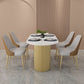 Traditional Luxury Dining Table Oval Double Pedestal Dining Table Slate 70.9"L x 35.4"W x 29.5"H Without Chairs Clearhalo 'Dining Tables & Seating' 'Dining Tables' 'dining_table' 'furn' 'furn_dining_table' 'Furniture' 'furniture_dining_table' 'Kitchen & Dining Furniture' 'kitchen' 'kitchen_dining_table' 4781139