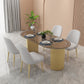Traditional Luxury Dining Table Oval Double Pedestal Dining Table Glass 47.2"L x 23.6"W x 29.5"H Without Chairs Clearhalo 'Dining Tables & Seating' 'Dining Tables' 'dining_table' 'furn' 'furn_dining_table' 'Furniture' 'furniture_dining_table' 'Kitchen & Dining Furniture' 'kitchen' 'kitchen_dining_table' 4781141