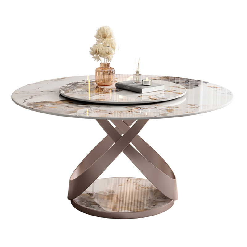 Nordic Glam Dining Round Table Dining Sintered Stone Table for Restaurant Clearhalo 'Dining Tables & Seating' 'Dining Tables' 'dining_table' 'furn' 'furn_dining_table' 'Furniture' 'furniture_dining_table' 'Kitchen & Dining Furniture' 'kitchen' 'kitchen_dining_table' 4781174