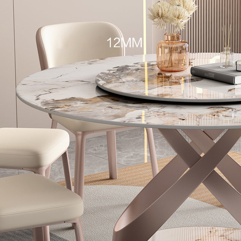 Nordic Glam Dining Round Table Dining Sintered Stone Table for Restaurant Clearhalo 'Dining Tables & Seating' 'Dining Tables' 'dining_table' 'furn' 'furn_dining_table' 'Furniture' 'furniture_dining_table' 'Kitchen & Dining Furniture' 'kitchen' 'kitchen_dining_table' 4781176