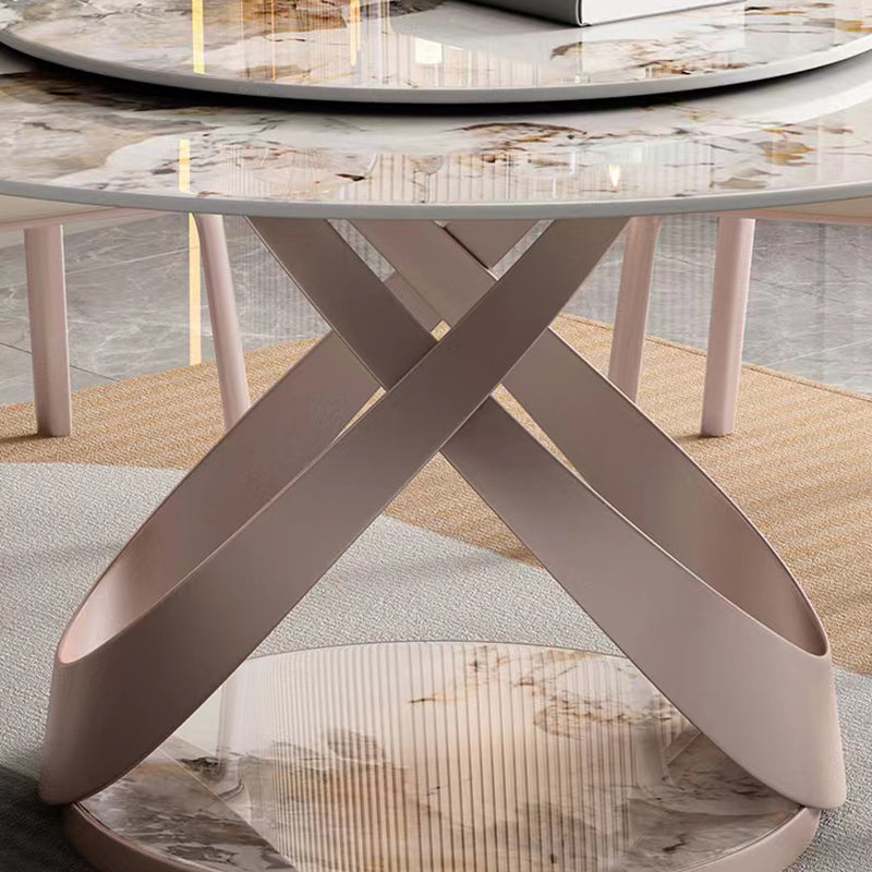 Nordic Glam Dining Round Table Dining Sintered Stone Table for Restaurant Clearhalo 'Dining Tables & Seating' 'Dining Tables' 'dining_table' 'furn' 'furn_dining_table' 'Furniture' 'furniture_dining_table' 'Kitchen & Dining Furniture' 'kitchen' 'kitchen_dining_table' 4781177