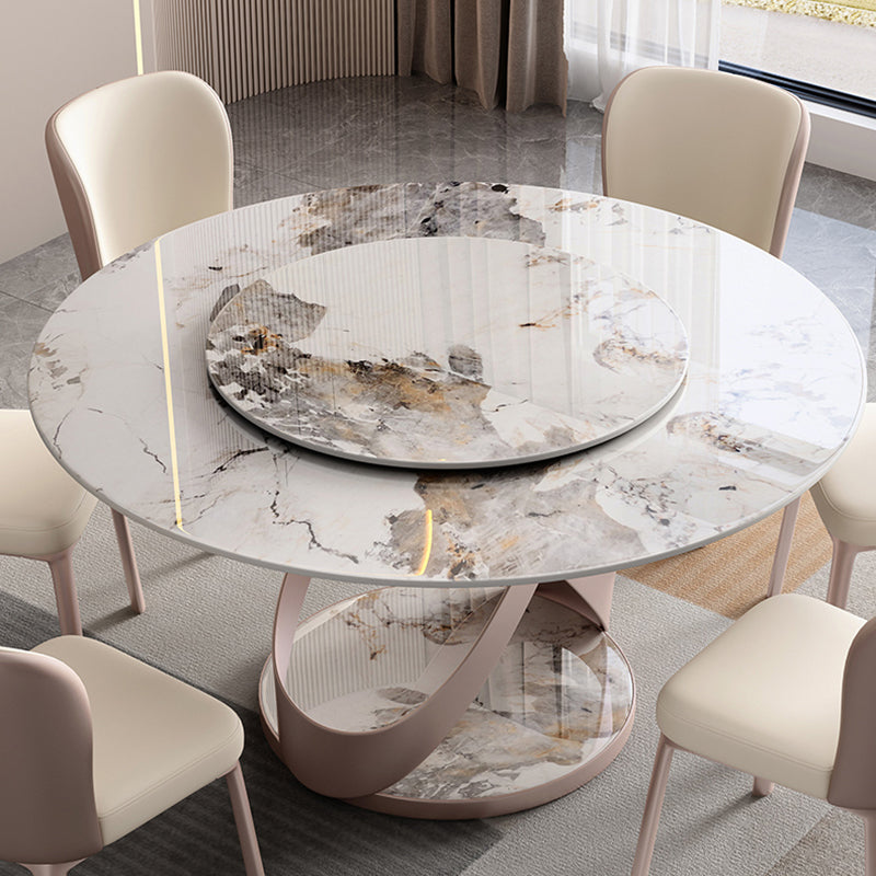 Nordic Glam Dining Round Table Dining Sintered Stone Table for Restaurant Clearhalo 'Dining Tables & Seating' 'Dining Tables' 'dining_table' 'furn' 'furn_dining_table' 'Furniture' 'furniture_dining_table' 'Kitchen & Dining Furniture' 'kitchen' 'kitchen_dining_table' 4781179