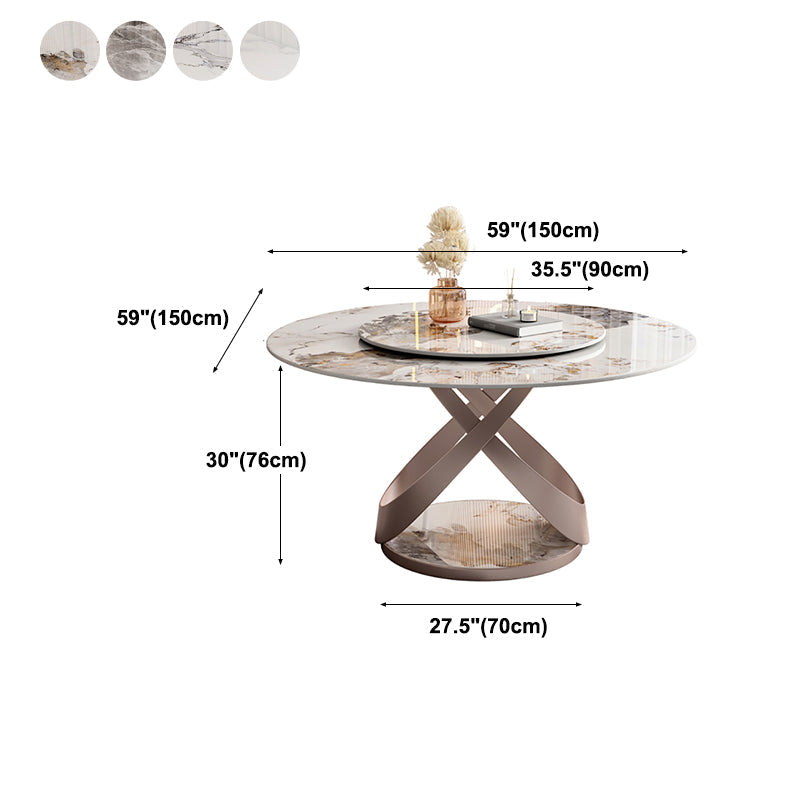 Nordic Glam Dining Round Table Dining Sintered Stone Table for Restaurant Clearhalo 'Dining Tables & Seating' 'Dining Tables' 'dining_table' 'furn' 'furn_dining_table' 'Furniture' 'furniture_dining_table' 'Kitchen & Dining Furniture' 'kitchen' 'kitchen_dining_table' 4781182