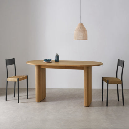 Modern Solid Wood Dining Table Oval Table with Double Pedestal Natural 47.2"L x 23.6"W x 29.5"H Without Chairs Clearhalo 'Dining Tables & Seating' 'Dining Tables' 'dining_table' 'furn' 'furn_dining_table' 'Furniture' 'furniture_dining_table' 'Kitchen & Dining Furniture' 'kitchen' 'kitchen_dining_table' 4781208