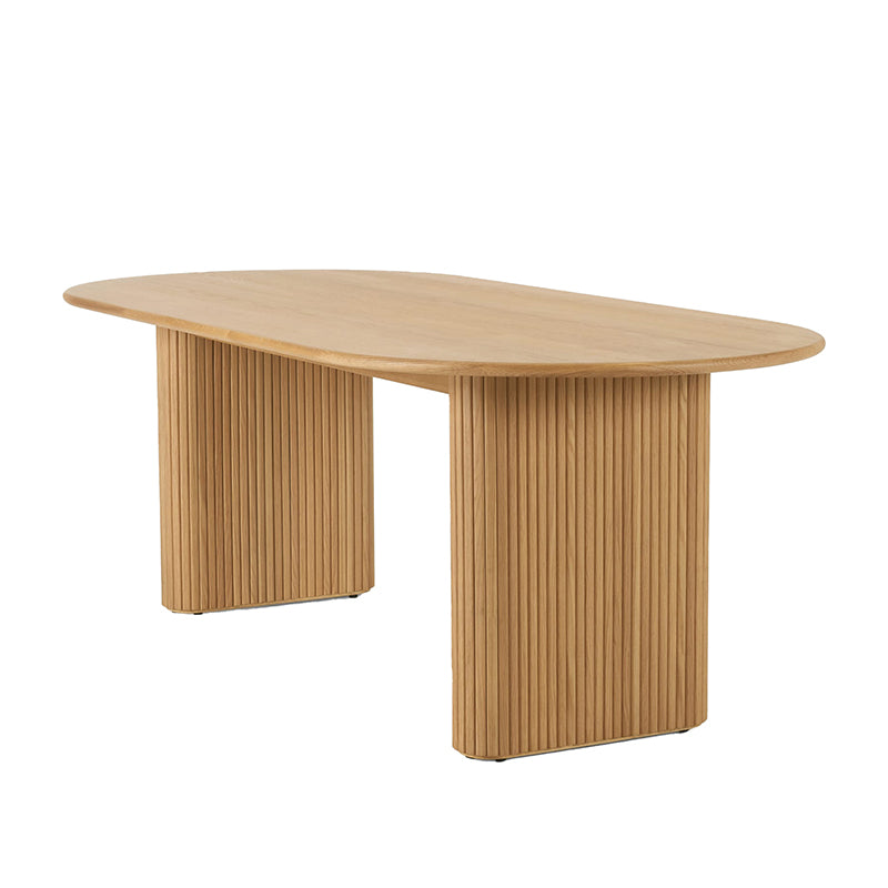 Modern Solid Wood Dining Table Oval Table with Double Pedestal Natural Without Chairs Clearhalo 'Dining Tables & Seating' 'Dining Tables' 'dining_table' 'furn' 'furn_dining_table' 'Furniture' 'furniture_dining_table' 'Kitchen & Dining Furniture' 'kitchen' 'kitchen_dining_table' 4781209