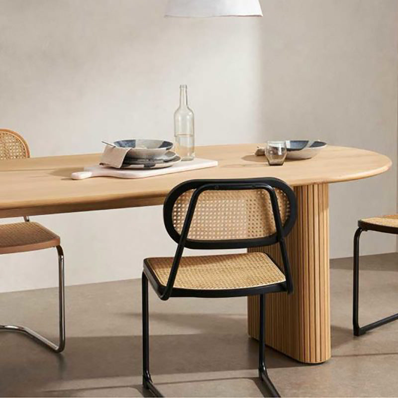Modern Solid Wood Dining Table Oval Table with Double Pedestal Clearhalo 'Dining Tables & Seating' 'Dining Tables' 'dining_table' 'furn' 'furn_dining_table' 'Furniture' 'furniture_dining_table' 'Kitchen & Dining Furniture' 'kitchen' 'kitchen_dining_table' 4781212