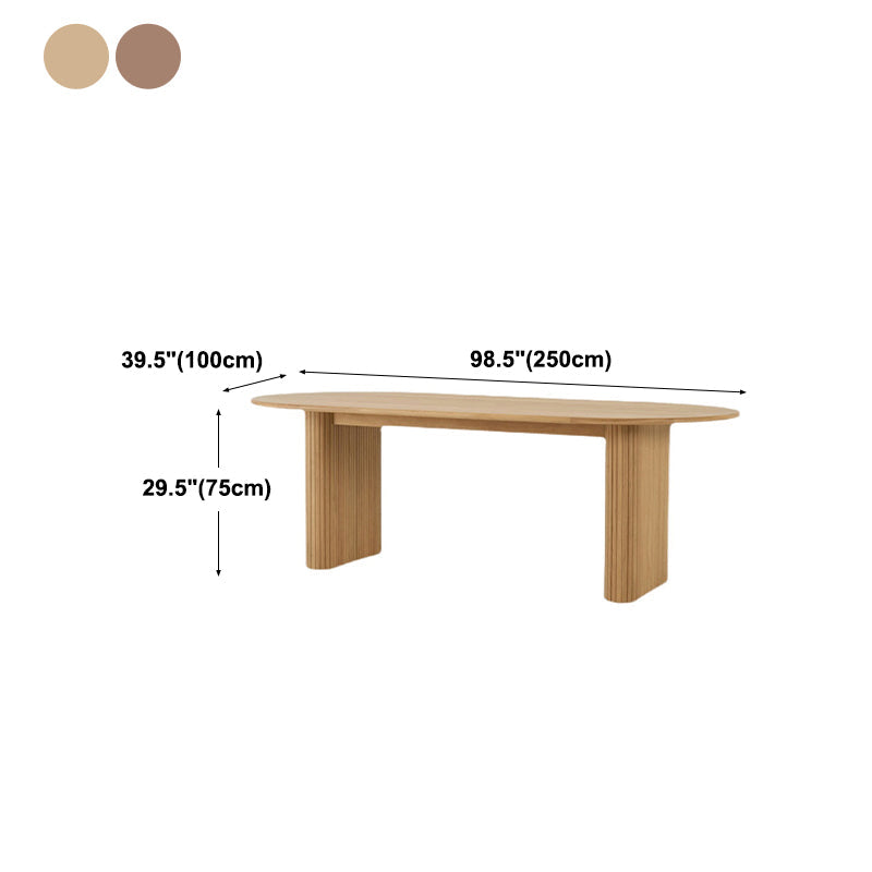 Modern Solid Wood Dining Table Oval Table with Double Pedestal Clearhalo 'Dining Tables & Seating' 'Dining Tables' 'dining_table' 'furn' 'furn_dining_table' 'Furniture' 'furniture_dining_table' 'Kitchen & Dining Furniture' 'kitchen' 'kitchen_dining_table' 4781221