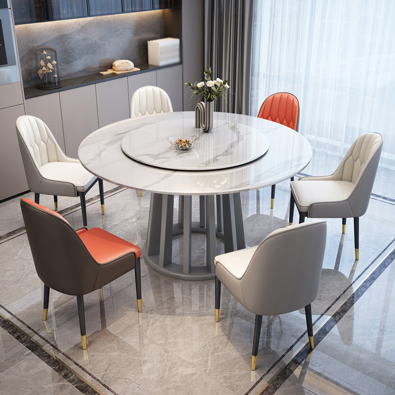 Contemporary Round Stone Table Standard Height Dining Table with Pedestal Base White Without Chairs Clearhalo 'Dining Tables & Seating' 'Dining Tables' 'dining_table' 'furn' 'furn_dining_table' 'Furniture' 'furniture_dining_table' 'Kitchen & Dining Furniture' 'kitchen' 'kitchen_dining_table' 4781257