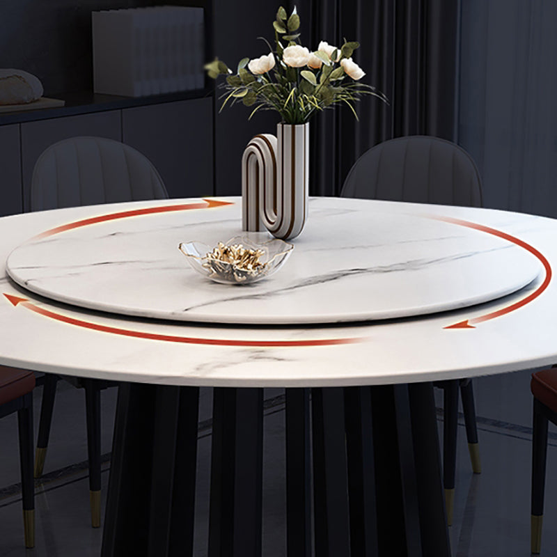 Contemporary Round Stone Table Standard Height Dining Table with Pedestal Base Clearhalo 'Dining Tables & Seating' 'Dining Tables' 'dining_table' 'furn' 'furn_dining_table' 'Furniture' 'furniture_dining_table' 'Kitchen & Dining Furniture' 'kitchen' 'kitchen_dining_table' 4781262