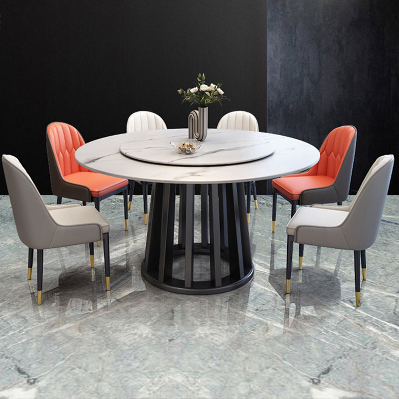 Contemporary Round Stone Table Standard Height Dining Table with Pedestal Base Clearhalo 'Dining Tables & Seating' 'Dining Tables' 'dining_table' 'furn' 'furn_dining_table' 'Furniture' 'furniture_dining_table' 'Kitchen & Dining Furniture' 'kitchen' 'kitchen_dining_table' 4781266
