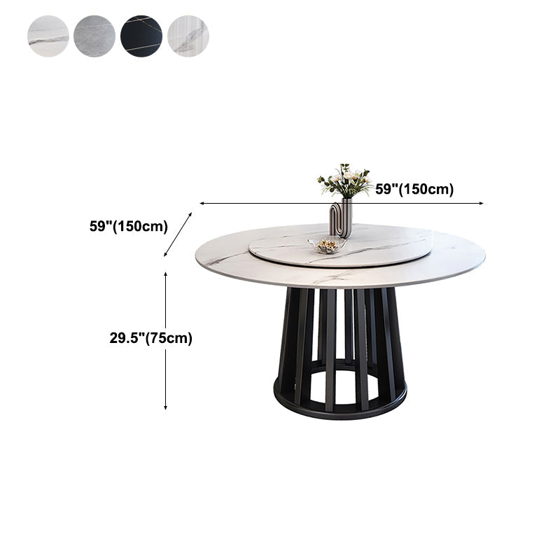 Contemporary Round Stone Table Standard Height Dining Table with Pedestal Base Clearhalo 'Dining Tables & Seating' 'Dining Tables' 'dining_table' 'furn' 'furn_dining_table' 'Furniture' 'furniture_dining_table' 'Kitchen & Dining Furniture' 'kitchen' 'kitchen_dining_table' 4781269