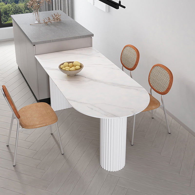 Irregular Shape White Table for Restaurant Modern Island Table with Double Pedestal Grey White Without Chairs Clearhalo 'Dining Tables & Seating' 'Dining Tables' 'dining_table' 'furn' 'furn_dining_table' 'Furniture' 'furniture_dining_table' 'Kitchen & Dining Furniture' 'kitchen' 'kitchen_dining_table' 4781270