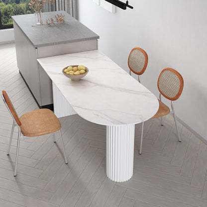 Irregular Shape White Table for Restaurant Modern Island Table with Double Pedestal Grey White Without Chairs Clearhalo 'Dining Tables & Seating' 'Dining Tables' 'dining_table' 'furn' 'furn_dining_table' 'Furniture' 'furniture_dining_table' 'Kitchen & Dining Furniture' 'kitchen' 'kitchen_dining_table' 4781270