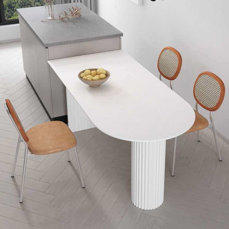 Irregular Shape White Table for Restaurant Modern Island Table with Double Pedestal White 51.2"L x 27.6"W x 29.5"H Without Chairs Clearhalo 'Dining Tables & Seating' 'Dining Tables' 'dining_table' 'furn' 'furn_dining_table' 'Furniture' 'furniture_dining_table' 'Kitchen & Dining Furniture' 'kitchen' 'kitchen_dining_table' 4781271