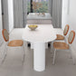 Irregular Shape White Table for Restaurant Modern Island Table with Double Pedestal White 63"L x 27.6"W x 29.5"H Without Chairs Clearhalo 'Dining Tables & Seating' 'Dining Tables' 'dining_table' 'furn' 'furn_dining_table' 'Furniture' 'furniture_dining_table' 'Kitchen & Dining Furniture' 'kitchen' 'kitchen_dining_table' 4781273