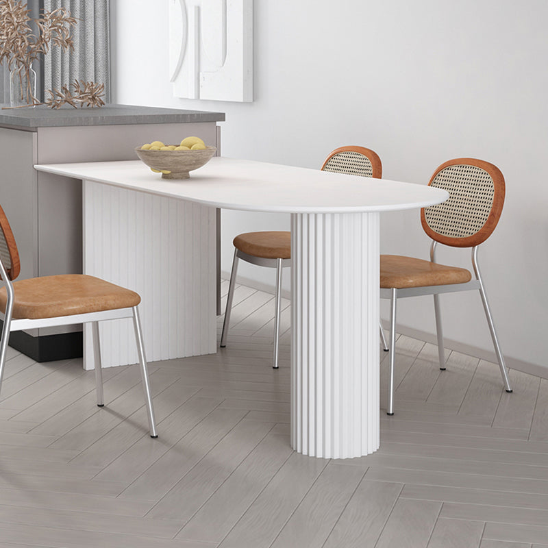 Irregular Shape White Table for Restaurant Modern Island Table with Double Pedestal Clearhalo 'Dining Tables & Seating' 'Dining Tables' 'dining_table' 'furn' 'furn_dining_table' 'Furniture' 'furniture_dining_table' 'Kitchen & Dining Furniture' 'kitchen' 'kitchen_dining_table' 4781280