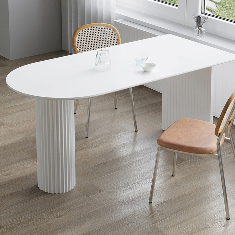 Irregular Shape White Table for Restaurant Modern Island Table with Double Pedestal Clearhalo 'Dining Tables & Seating' 'Dining Tables' 'dining_table' 'furn' 'furn_dining_table' 'Furniture' 'furniture_dining_table' 'Kitchen & Dining Furniture' 'kitchen' 'kitchen_dining_table' 4781281