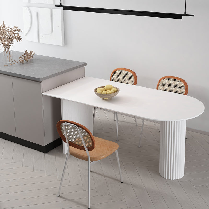 Irregular Shape White Table for Restaurant Modern Island Table with Double Pedestal Clearhalo 'Dining Tables & Seating' 'Dining Tables' 'dining_table' 'furn' 'furn_dining_table' 'Furniture' 'furniture_dining_table' 'Kitchen & Dining Furniture' 'kitchen' 'kitchen_dining_table' 4781282