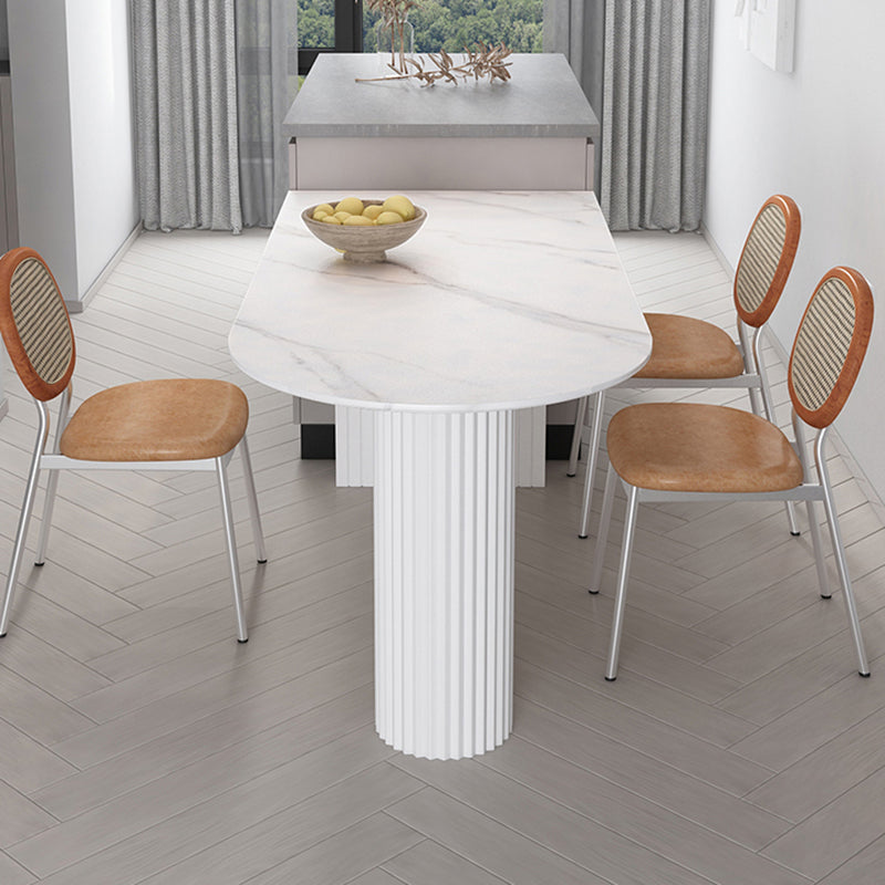 Irregular Shape White Table for Restaurant Modern Island Table with Double Pedestal Clearhalo 'Dining Tables & Seating' 'Dining Tables' 'dining_table' 'furn' 'furn_dining_table' 'Furniture' 'furniture_dining_table' 'Kitchen & Dining Furniture' 'kitchen' 'kitchen_dining_table' 4781283