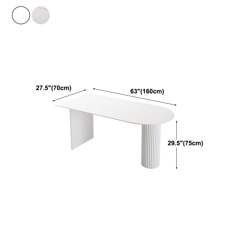 Irregular Shape White Table for Restaurant Modern Island Table with Double Pedestal Clearhalo 'Dining Tables & Seating' 'Dining Tables' 'dining_table' 'furn' 'furn_dining_table' 'Furniture' 'furniture_dining_table' 'Kitchen & Dining Furniture' 'kitchen' 'kitchen_dining_table' 4781289