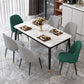 Stone Top Dining Table Rectangle Contemporary Table with 4 Black Legs White 70.9"L x 35.4"W x 29.5"H Without Chairs Clearhalo 'Dining Tables & Seating' 'Dining Tables' 'dining_table' 'furn' 'furn_dining_table' 'Furniture' 'furniture_dining_table' 'Kitchen & Dining Furniture' 'kitchen' 'kitchen_dining_table' 4781293