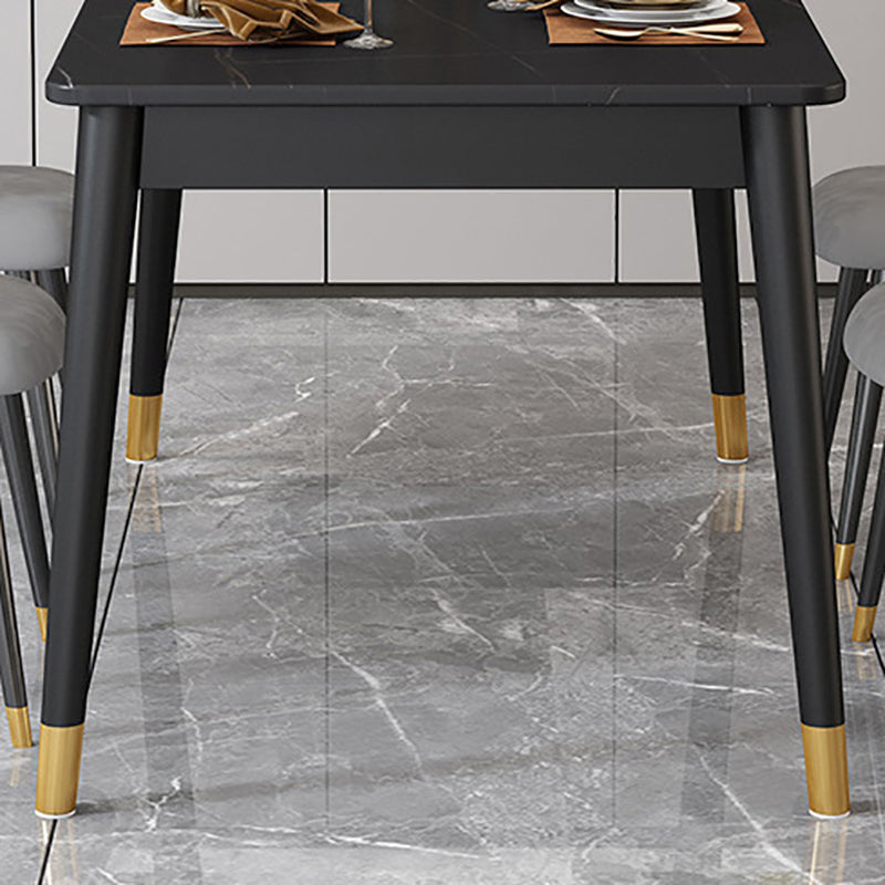 Stone Top Dining Table Rectangle Contemporary Table with 4 Black Legs Clearhalo 'Dining Tables & Seating' 'Dining Tables' 'dining_table' 'furn' 'furn_dining_table' 'Furniture' 'furniture_dining_table' 'Kitchen & Dining Furniture' 'kitchen' 'kitchen_dining_table' 4781298