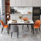 Stone Top Dining Table Rectangle Contemporary Table with 4 Black Legs Clearhalo 'Dining Tables & Seating' 'Dining Tables' 'dining_table' 'furn' 'furn_dining_table' 'Furniture' 'furniture_dining_table' 'Kitchen & Dining Furniture' 'kitchen' 'kitchen_dining_table' 4781300