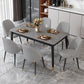 Stone Top Dining Table Rectangle Contemporary Table with 4 Black Legs Clearhalo 'Dining Tables & Seating' 'Dining Tables' 'dining_table' 'furn' 'furn_dining_table' 'Furniture' 'furniture_dining_table' 'Kitchen & Dining Furniture' 'kitchen' 'kitchen_dining_table' 4781301