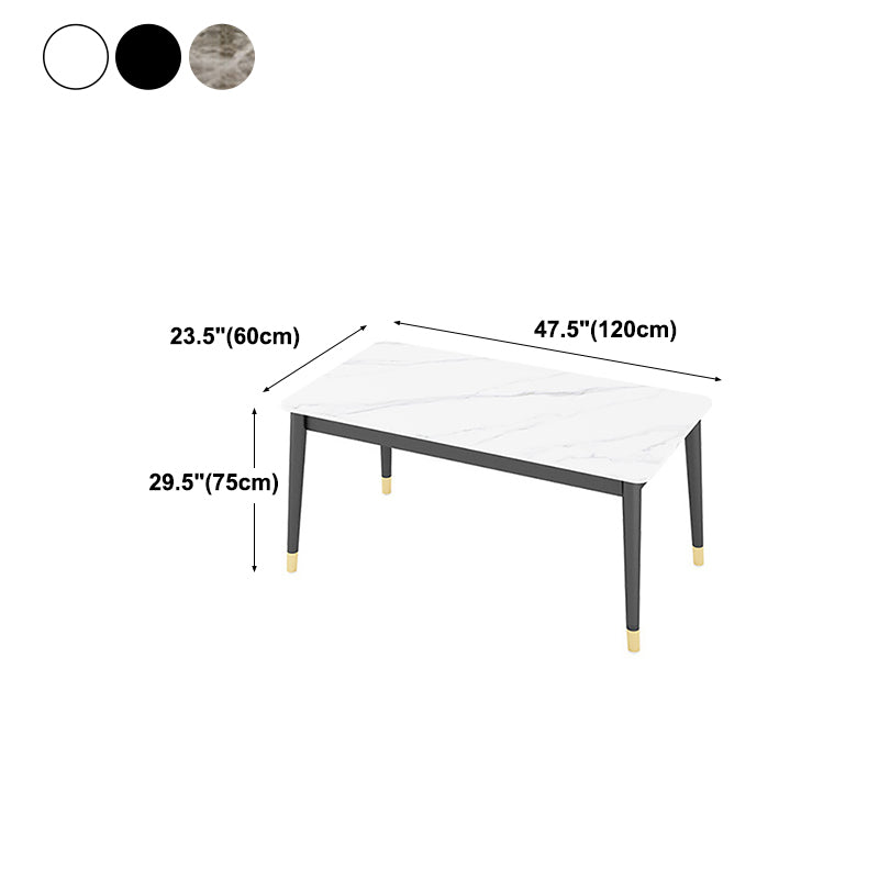 Stone Top Dining Table Rectangle Contemporary Table with 4 Black Legs Clearhalo 'Dining Tables & Seating' 'Dining Tables' 'dining_table' 'furn' 'furn_dining_table' 'Furniture' 'furniture_dining_table' 'Kitchen & Dining Furniture' 'kitchen' 'kitchen_dining_table' 4781303