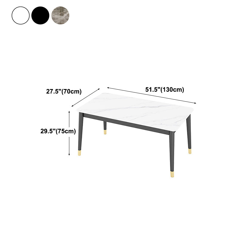 Stone Top Dining Table Rectangle Contemporary Table with 4 Black Legs Clearhalo 'Dining Tables & Seating' 'Dining Tables' 'dining_table' 'furn' 'furn_dining_table' 'Furniture' 'furniture_dining_table' 'Kitchen & Dining Furniture' 'kitchen' 'kitchen_dining_table' 4781304