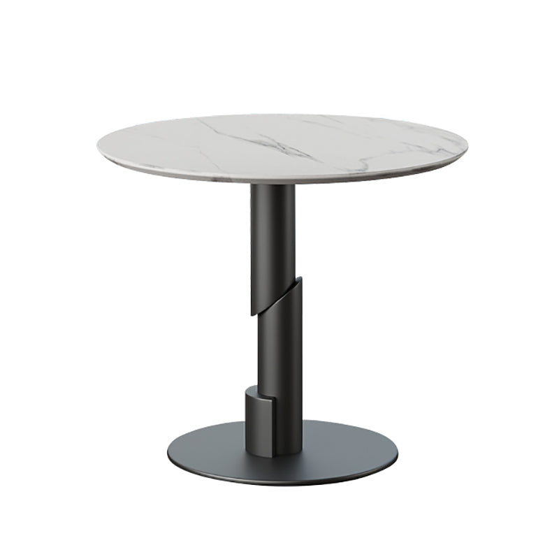 Traditional Luxury Dining Table White Stone Center Top Round Dining Table White-Black Without Chairs Clearhalo 'Dining Tables & Seating' 'Dining Tables' 'dining_table' 'furn' 'furn_dining_table' 'Furniture' 'furniture_dining_table' 'Kitchen & Dining Furniture' 'kitchen' 'kitchen_dining_table' 4781309