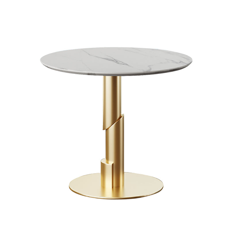 Traditional Luxury Dining Table White Stone Center Top Round Dining Table White-Gold Without Chairs Clearhalo 'Dining Tables & Seating' 'Dining Tables' 'dining_table' 'furn' 'furn_dining_table' 'Furniture' 'furniture_dining_table' 'Kitchen & Dining Furniture' 'kitchen' 'kitchen_dining_table' 4781310