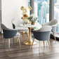 Traditional Luxury Dining Table White Stone Center Top Round Dining Table Gold 23.6"L x 23.6"W x 29.5"H Without Chairs Clearhalo 'Dining Tables & Seating' 'Dining Tables' 'dining_table' 'furn' 'furn_dining_table' 'Furniture' 'furniture_dining_table' 'Kitchen & Dining Furniture' 'kitchen' 'kitchen_dining_table' 4781312