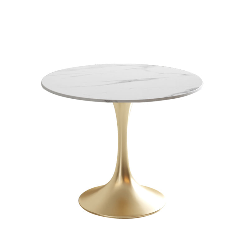 Traditional Luxury Dining Table White Stone Center Top Round Dining Table Gold 31.5"L x 31.5"W x 29.5"H Without Chairs Clearhalo 'Dining Tables & Seating' 'Dining Tables' 'dining_table' 'furn' 'furn_dining_table' 'Furniture' 'furniture_dining_table' 'Kitchen & Dining Furniture' 'kitchen' 'kitchen_dining_table' 4781315