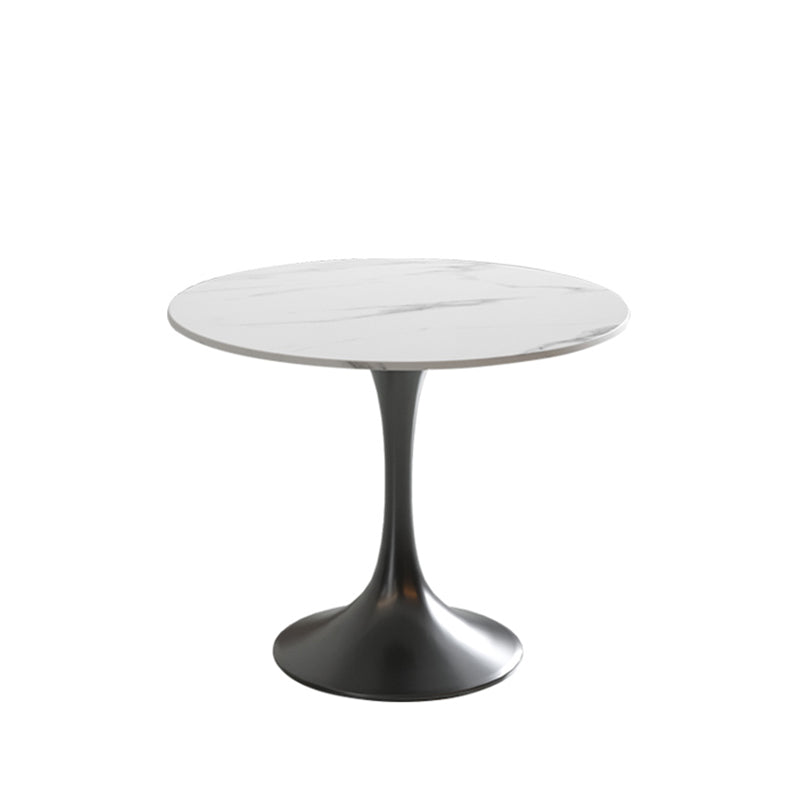 Traditional Luxury Dining Table White Stone Center Top Round Dining Table Black 23.6"L x 23.6"W x 29.5"H Without Chairs Clearhalo 'Dining Tables & Seating' 'Dining Tables' 'dining_table' 'furn' 'furn_dining_table' 'Furniture' 'furniture_dining_table' 'Kitchen & Dining Furniture' 'kitchen' 'kitchen_dining_table' 4781316