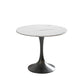 Traditional Luxury Dining Table White Stone Center Top Round Dining Table Black 27.6"L x 27.6"W x 29.5"H Without Chairs Clearhalo 'Dining Tables & Seating' 'Dining Tables' 'dining_table' 'furn' 'furn_dining_table' 'Furniture' 'furniture_dining_table' 'Kitchen & Dining Furniture' 'kitchen' 'kitchen_dining_table' 4781318