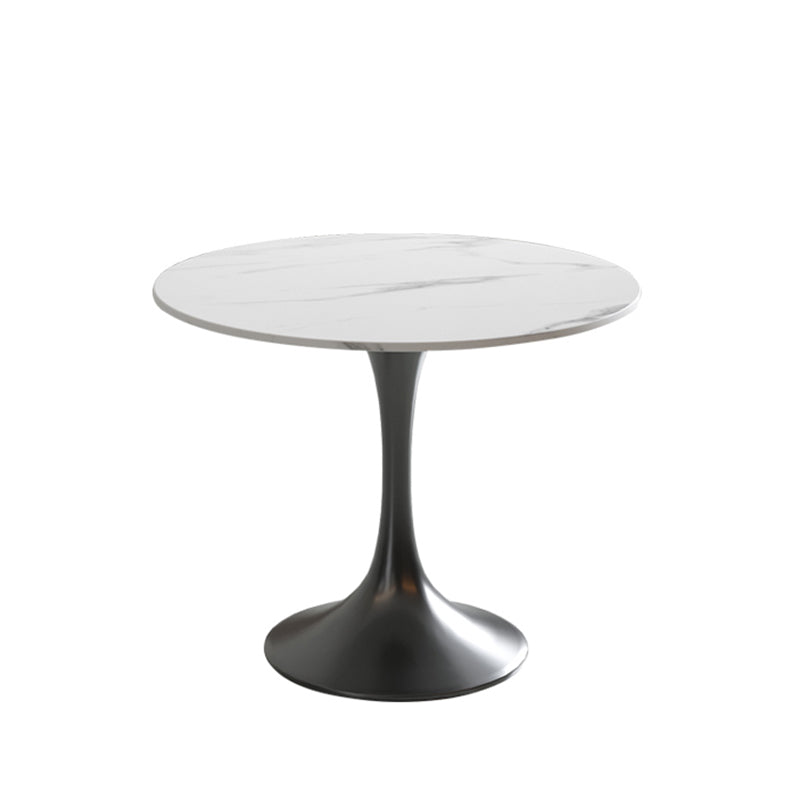 Traditional Luxury Dining Table White Stone Center Top Round Dining Table Black 27.6"L x 27.6"W x 29.5"H Without Chairs Clearhalo 'Dining Tables & Seating' 'Dining Tables' 'dining_table' 'furn' 'furn_dining_table' 'Furniture' 'furniture_dining_table' 'Kitchen & Dining Furniture' 'kitchen' 'kitchen_dining_table' 4781318