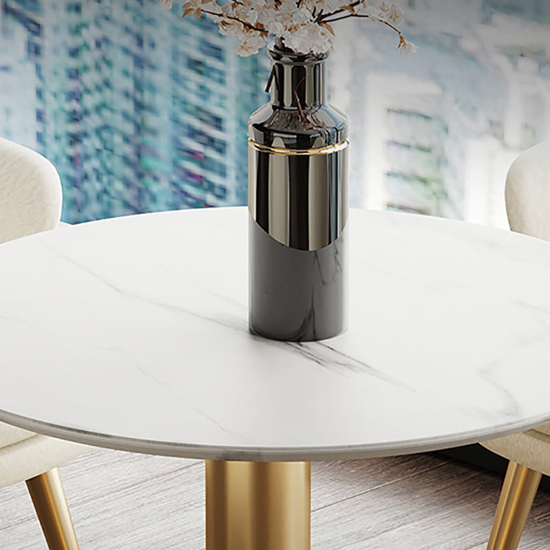 Traditional Luxury Dining Table White Stone Center Top Round Dining Table Clearhalo 'Dining Tables & Seating' 'Dining Tables' 'dining_table' 'furn' 'furn_dining_table' 'Furniture' 'furniture_dining_table' 'Kitchen & Dining Furniture' 'kitchen' 'kitchen_dining_table' 4781319