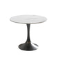 Traditional Luxury Dining Table White Stone Center Top Round Dining Table Black 31.5"L x 31.5"W x 29.5"H Without Chairs Clearhalo 'Dining Tables & Seating' 'Dining Tables' 'dining_table' 'furn' 'furn_dining_table' 'Furniture' 'furniture_dining_table' 'Kitchen & Dining Furniture' 'kitchen' 'kitchen_dining_table' 4781320