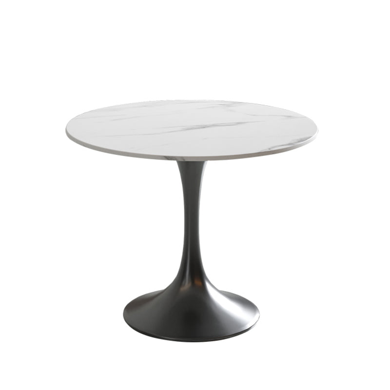 Traditional Luxury Dining Table White Stone Center Top Round Dining Table Black 31.5"L x 31.5"W x 29.5"H Without Chairs Clearhalo 'Dining Tables & Seating' 'Dining Tables' 'dining_table' 'furn' 'furn_dining_table' 'Furniture' 'furniture_dining_table' 'Kitchen & Dining Furniture' 'kitchen' 'kitchen_dining_table' 4781320