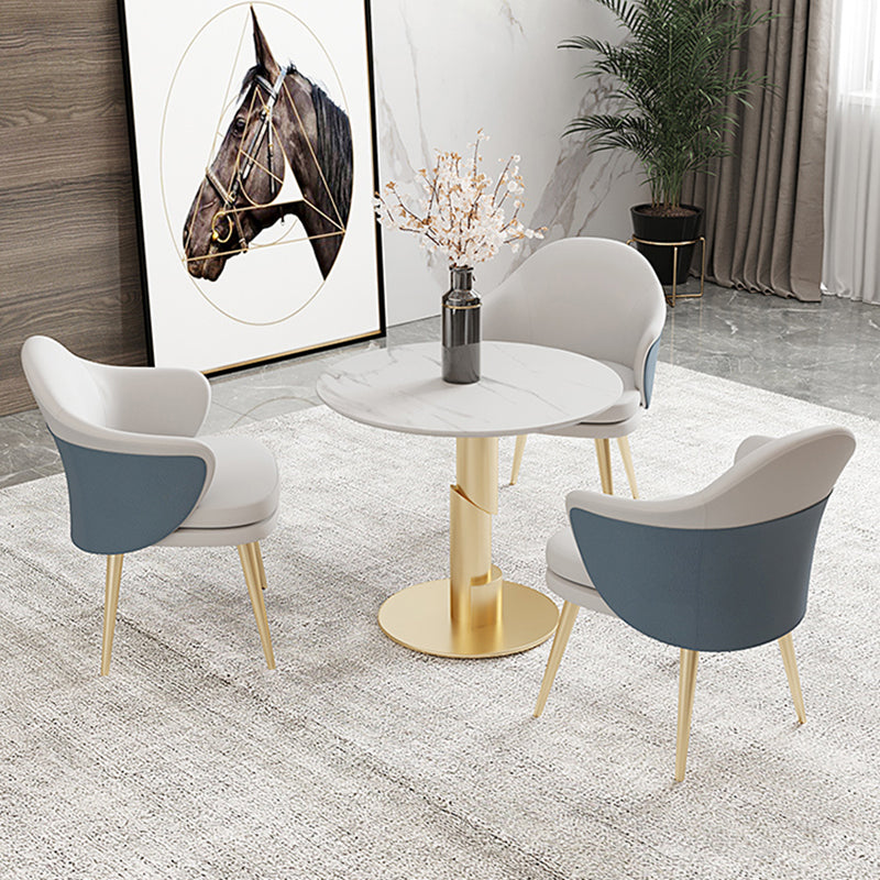 Traditional Luxury Dining Table White Stone Center Top Round Dining Table Clearhalo 'Dining Tables & Seating' 'Dining Tables' 'dining_table' 'furn' 'furn_dining_table' 'Furniture' 'furniture_dining_table' 'Kitchen & Dining Furniture' 'kitchen' 'kitchen_dining_table' 4781323
