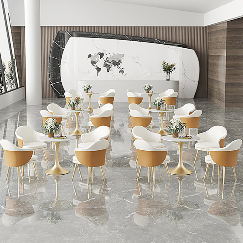 Traditional Luxury Dining Table White Stone Center Top Round Dining Table Clearhalo 'Dining Tables & Seating' 'Dining Tables' 'dining_table' 'furn' 'furn_dining_table' 'Furniture' 'furniture_dining_table' 'Kitchen & Dining Furniture' 'kitchen' 'kitchen_dining_table' 4781324